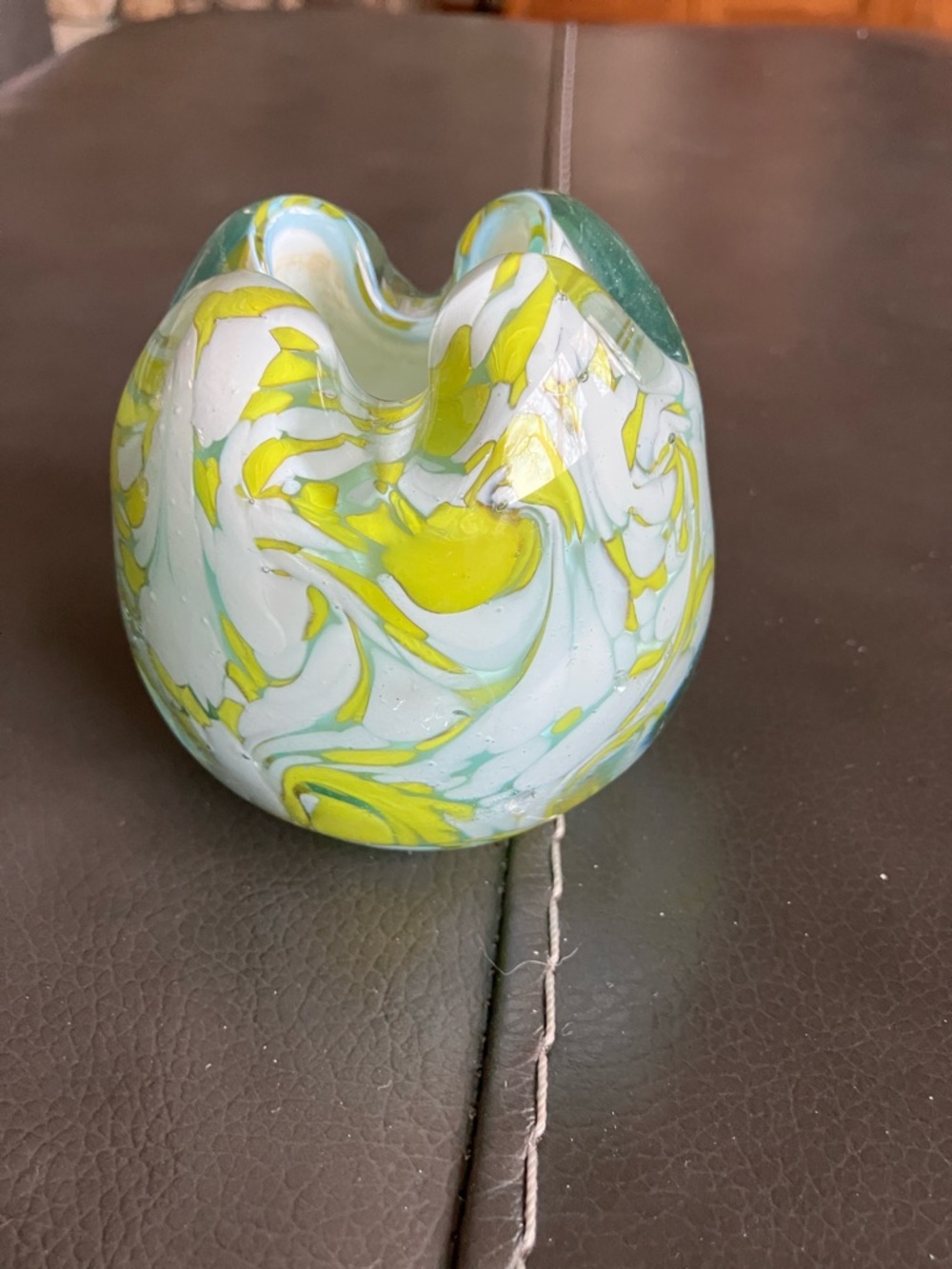 Hand-Blown Swirled Glass Vase - Lime & Aqua